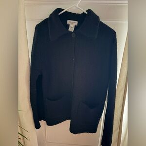 Jones New York Wool Black Cardigan Sweater Size M